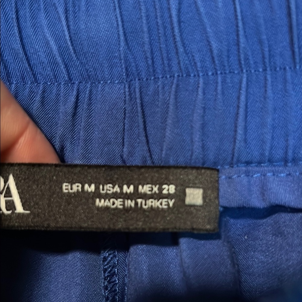 Zara Blue Capris Relaxed Fit Cotton Blend - Picture 7 of 9